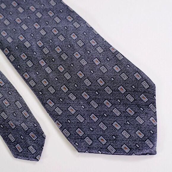 Repp‎ Ltd Gray Metallic Geometric Print Wide Silk Tie - Picture 1 of 6